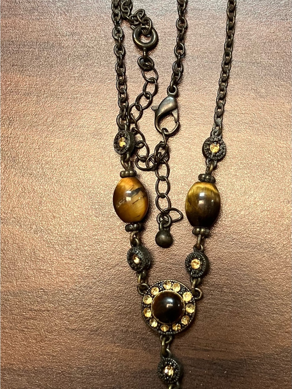 Vintage-Inspired Brown Tiger's Eye Pendant Necklace I Believe It Is By Avon View 5